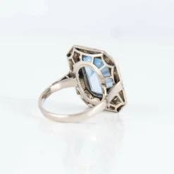 Bague Art Déco Aigue-marine Diamants