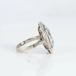 Bague Art Déco Aigue-marine Diamants
