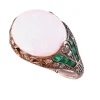 Bague Art Déco Argent Opale Emeraude Diamants