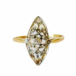 BAGUE ART DÉCO DES ANNÉES 1930 EN OR 18 KT ET PLATINE AVEC DIAMANTS