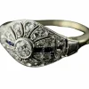 Bague Art Déco deux ors diamants et saphirs