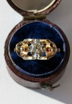Bague Art Déco diamant or bicolore