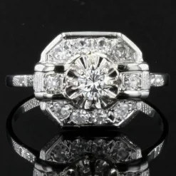 Bague art déco diamants