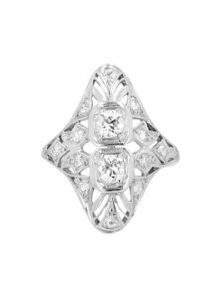 Bague art déco diamants ajourée