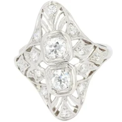 Bague art déco diamants ajourée