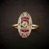 Bague Art Déco Diamants Et Rubis Calibrés