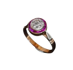 Bague Art Déco Diamants Et Rubis Calibrés, Or