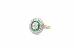 Bague art déco diamants et émeraudes