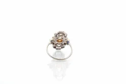 Bague art déco diamants et saphir en or 18k