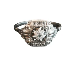 Bague Art Déco Diamants, Monture Or Et Platine