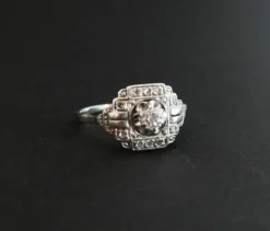 Bague Art Déco Diamants, Monture Or Et Platine