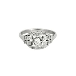 Bague Art Déco diamants or blanc et platine