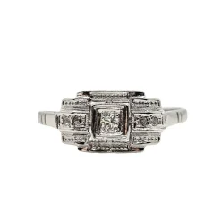 Bague Art Déco Diamants Or Blanc et Platine