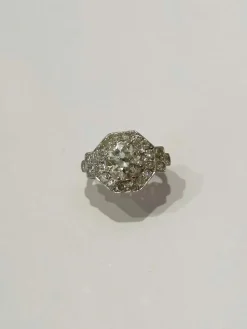 Bague art déco diamants or et platine