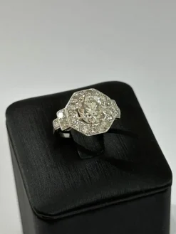 Bague art déco diamants or et platine