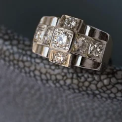 Bague art déco diamants platine