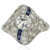 Bague art déco diamants saphirs calibrés