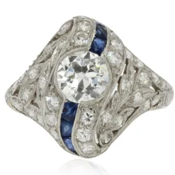 Bague art déco diamants saphirs calibrés