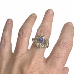 Bague Art Déco diamants saphirs synthétiques