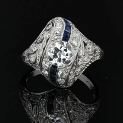 Bague art déco diamants saphirs calibrés