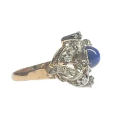 Bague Art Déco diamants saphirs synthétiques