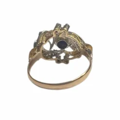 Bague Art Déco diamants saphirs synthétiques