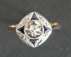 Bague Art déco, diamants, saphirs