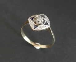 Bague Art déco, diamants, saphirs