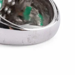 Bague Art Déco Emeraude, Diamants, Or Gris & Platine