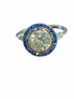 Bague Art Déco en or blanc et diamants taille ancienne, années 1930