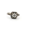 Bague Art Déco en or blanc 18 carats avec gros diamant