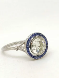 Bague Art Déco en or blanc et diamants taille ancienne, années 1930