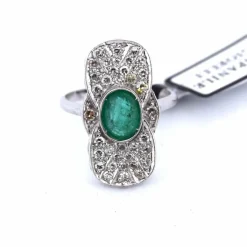 Bague Art Déco en or et émeraude