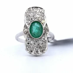 Bague Art Déco en or et émeraude