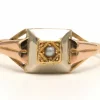 Bague Art Déco en or jaune et blanc 18 carats sertie d'une perle