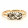 Bague Art Déco en or jaune et blanc 18 carats sertie de diamants "taille rose"