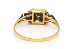 Bague Art Déco en or jaune et blanc 18 carats sertie d'un diamant