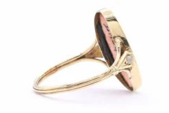 Bague Art Déco en or jaune sertie de perles et d'un émail de Limoges