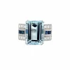 Bague Art Déco en Or Saphir Diamant Aigue-Marine 12 Carats