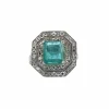 Bague Art Déco en platine et émeraude