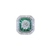 Bague Art déco en platine, diamants et émeraudes