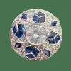 Bague Art Déco, en platine sertie de diamants et de saphirs