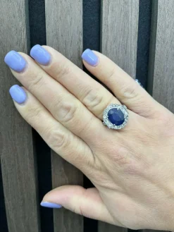 Bague Art Déco en saphir et diamant