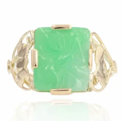 Bague art déco jade gravé