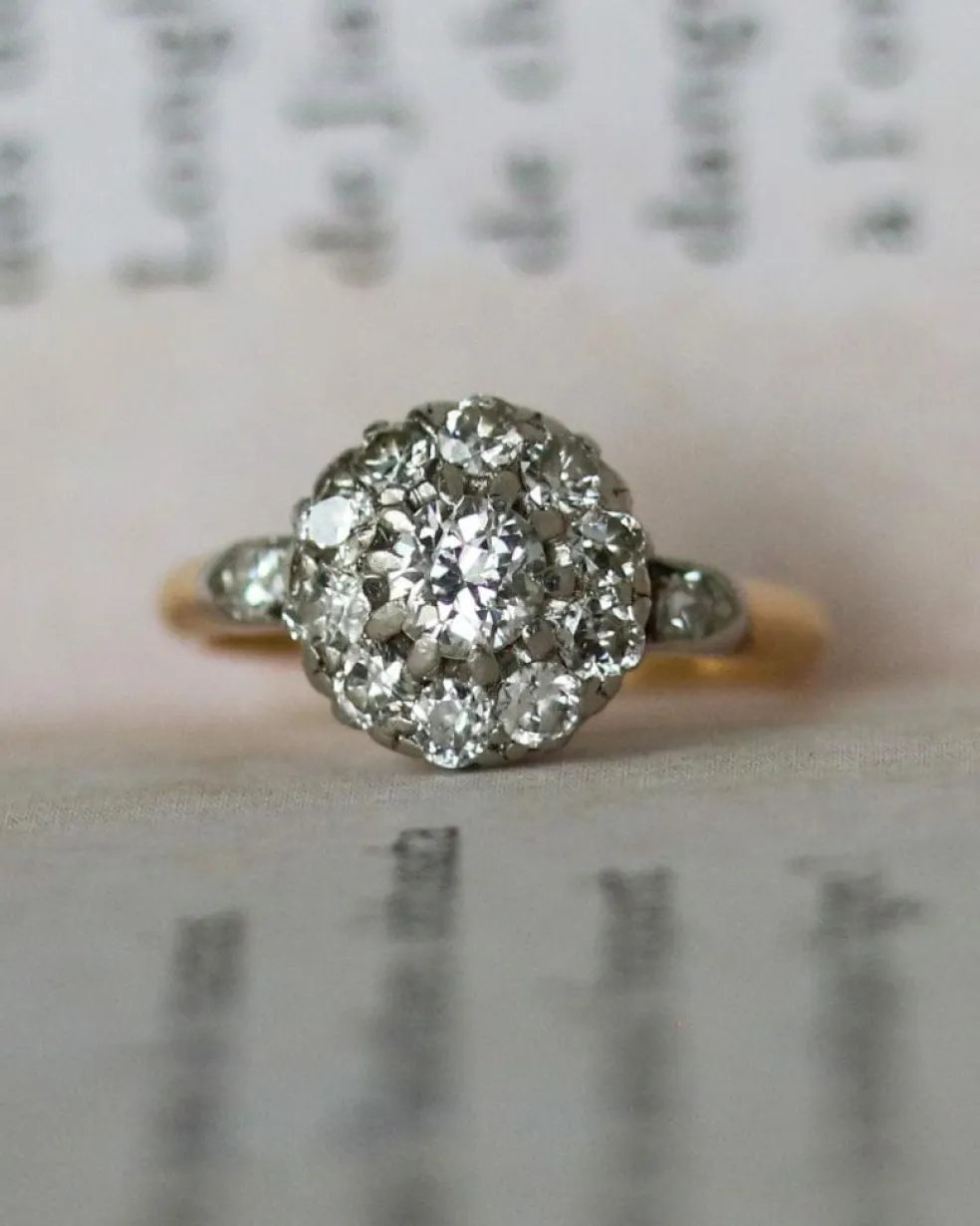 Bague Art Déco Marguerite Or Diamants