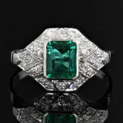 Bague art déco émeraude et diamants