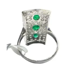 Bague Art Déco émeraudes diamants