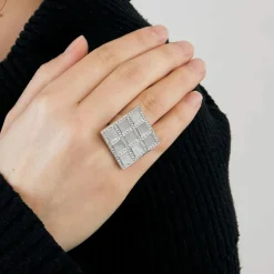 Bague art déco nacre blanc et or blanc
