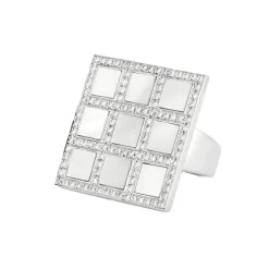 Bague art déco nacre blanc et or blanc