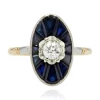 Bague art déco navette diamant saphirs